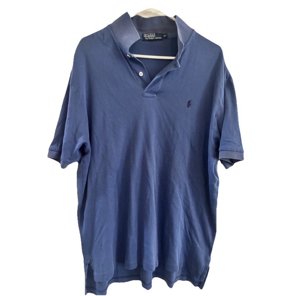 Vtg Ralph Lauren Polo Shirt Men's XL Blue Classic Fit Short Sleeve Pony Logo